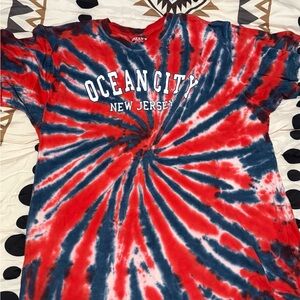 Jilly’s Ocean City, New Jersey Red and Blue Tie-Dye T-Shirt